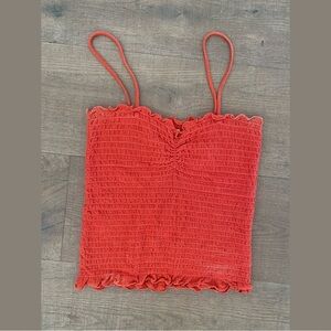 madewell spaghetti strap ruched fitted tank top